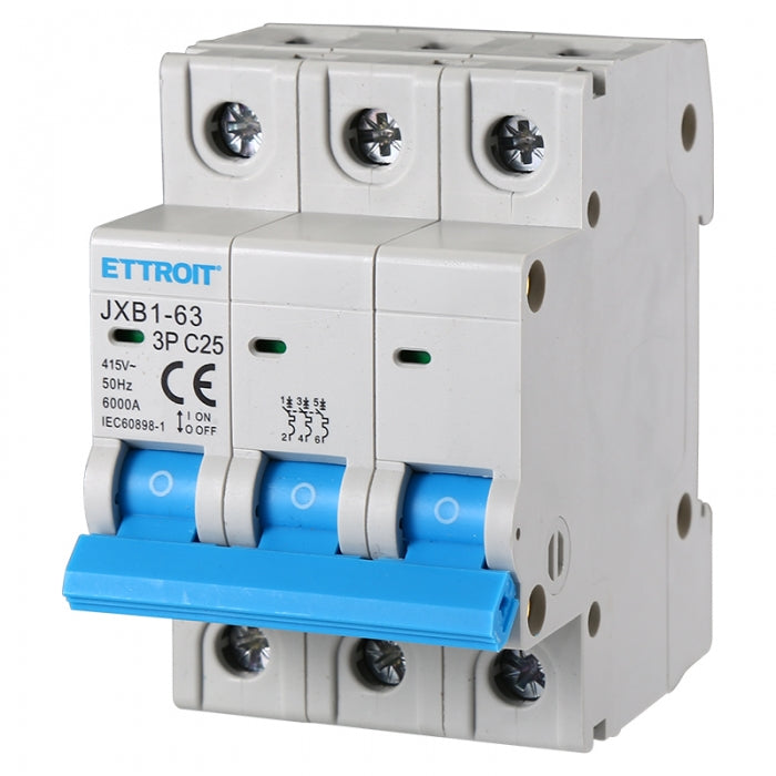 Ettroit Interruttore Magnetotermico 3P 25A 380V 6KA | JX132560