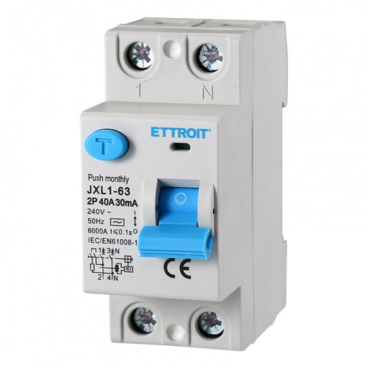 Ettroit Interruttore Differenziale Puro 2P 40A 30mA 220V-6KA | JX324061