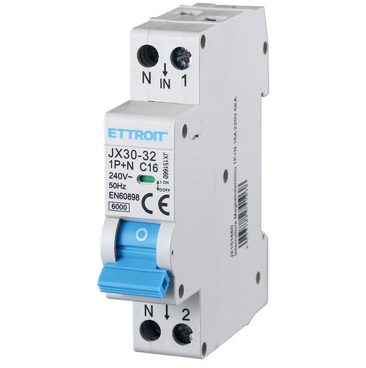 Ettroit Interruttore Magnetotermico 1P+N 16A 220V 6KA | JX151660