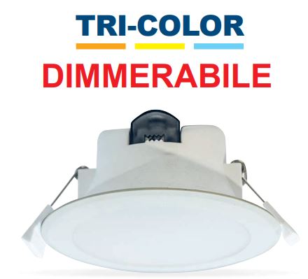 faretto incasso dimmerabile tri-color 9 watt foro diametro 90/102mm life