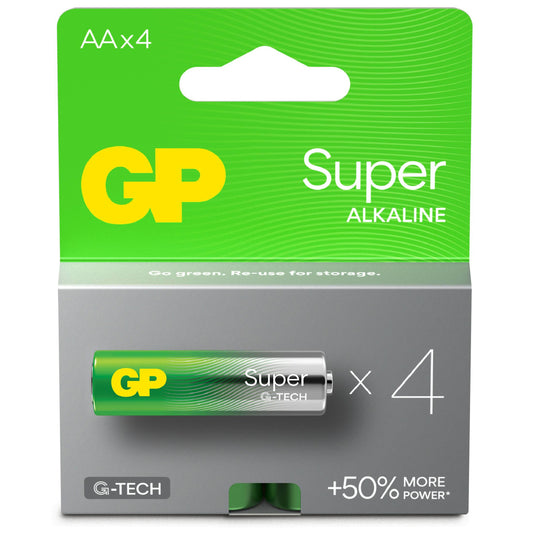 GP Battery | GP151429 | Batteria Super Alcalina 1,5V Stilo AA / 15A-2U4 / LR6 (Confezione 4 Pezzi)