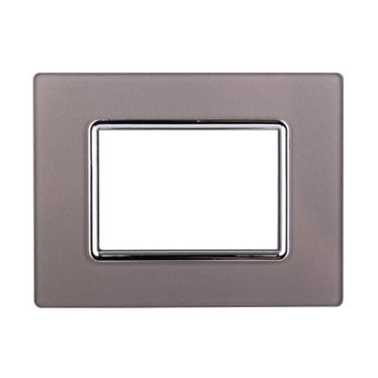 Ettroit placca compatibile Bticino Livinglight 3 moduli vetro colore argento - LN84306