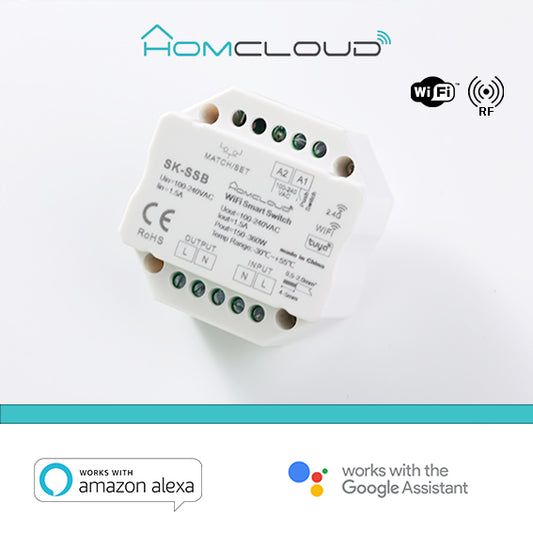 Modulo Pulsante intelligente 1CH Wi-Fi +RF 2.4G, comandabile da Smartphone e Vocalmente e pulsante a muro